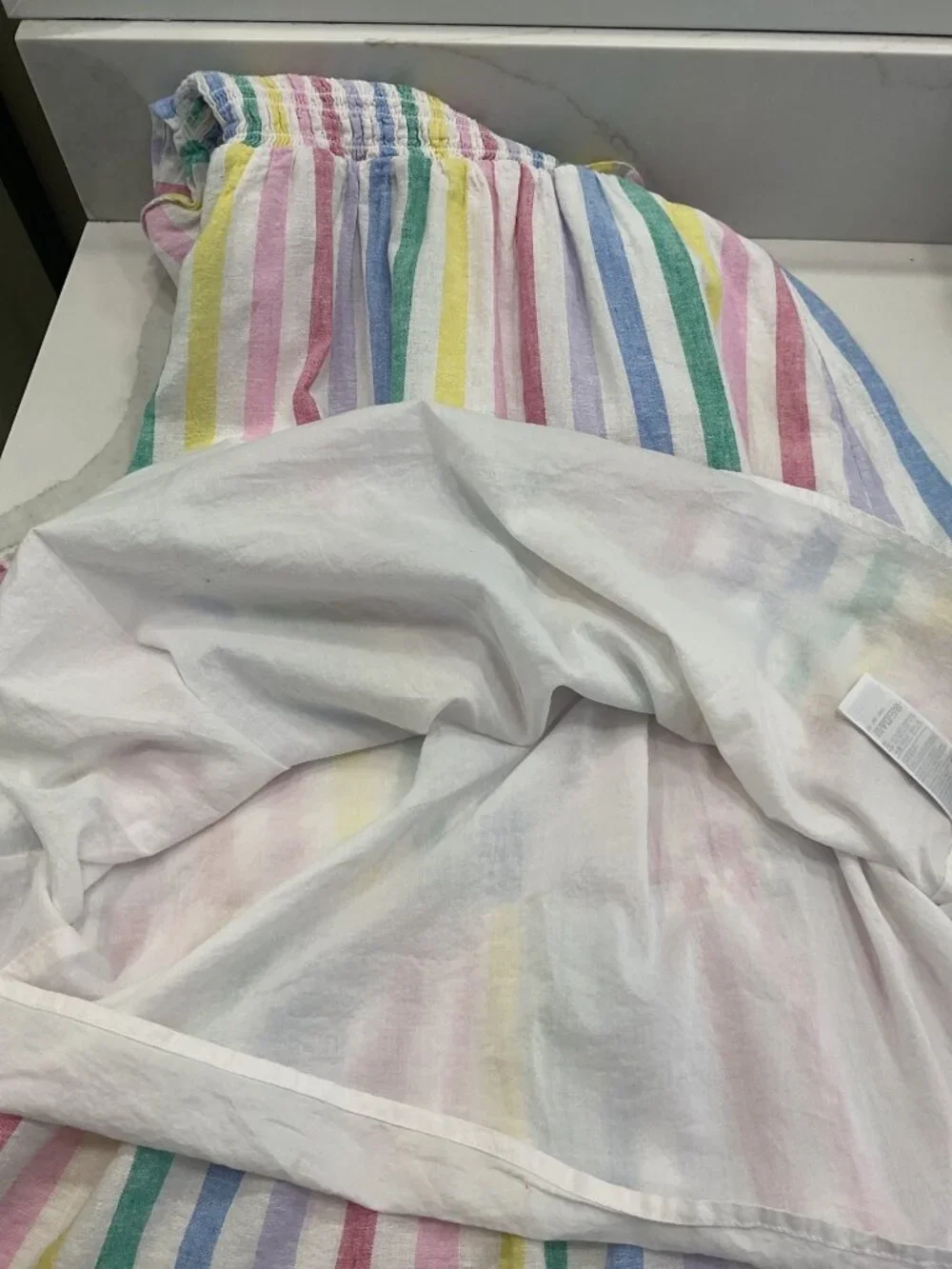 Gap Kids Flutter Rainbow Dress Linen Cotton Square Neck Size L Summer Party